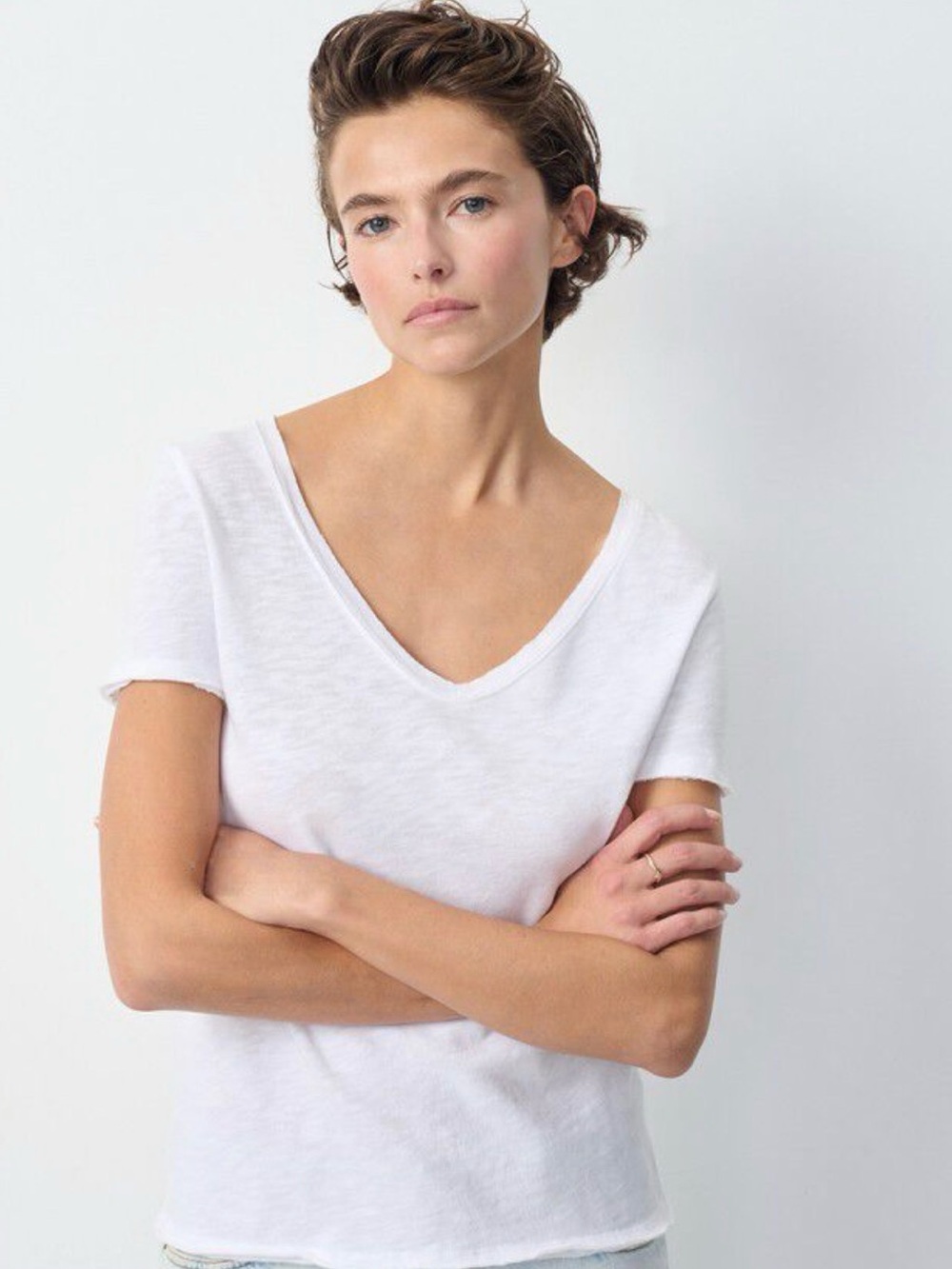 American Vintage White Sonoma V-Neck Short Sleeve Tee